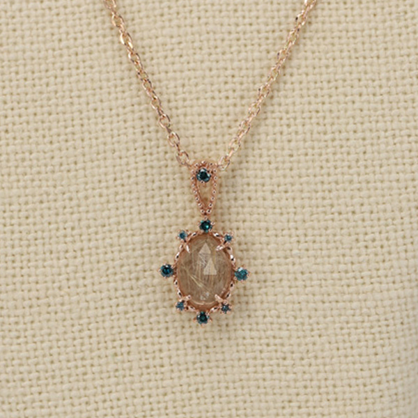 Octagonal Rutilated quartz blue s.v necklace