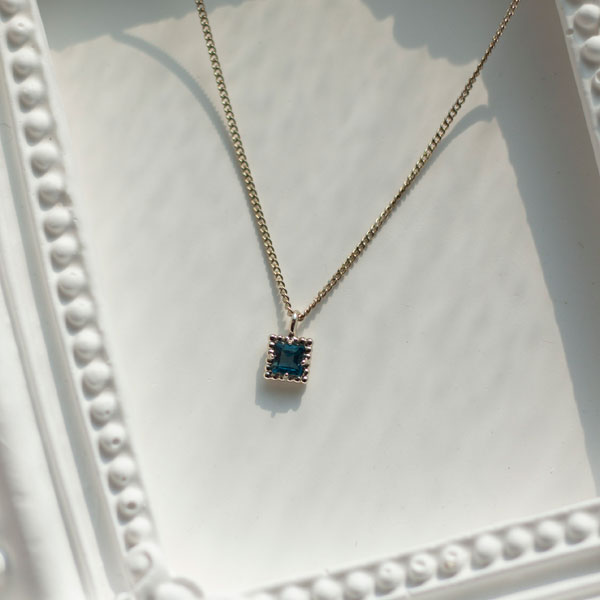 London blue square necklace