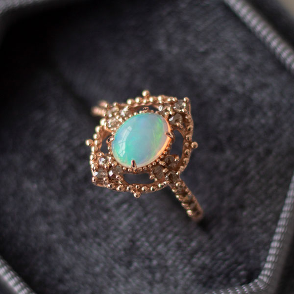 Milky opal ring