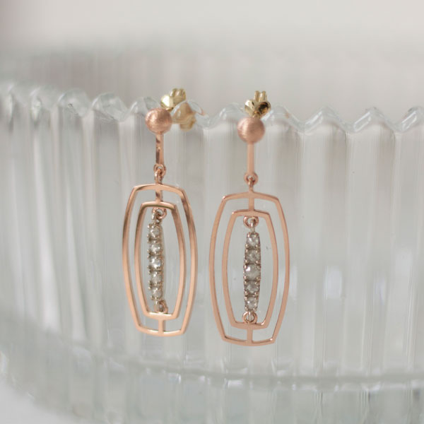 Double square stick earring
