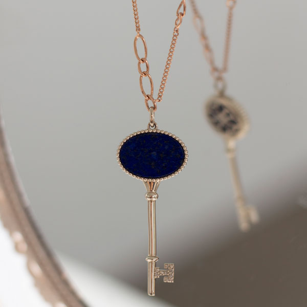 Lapis-lazuli Key long necklace