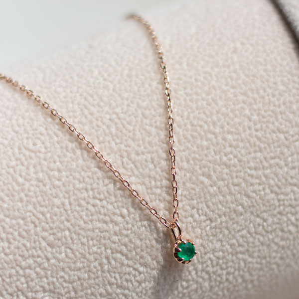 Crown emerald pink gold necklace